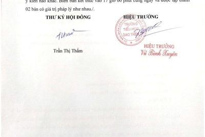 Biên bản kết thúc công khai dự toán thu – chi ngân sách đầu năm 2023