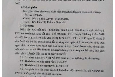 Biên bản kết thúc công khai thực hiện dự toán thu chi ngân sách quý I/2023