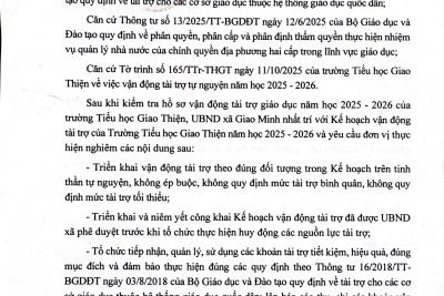 Quyết định về việc công bố công khai phê duyệt kế hoạch vận động tài trợ năm học 2025-2026