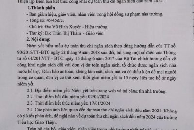 Biên bản kết thúc công khai ngân sách năm 2024